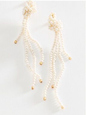 Free Ship! Anthropologie Glass Pearl Knot Drop Earrings Spring Bridal